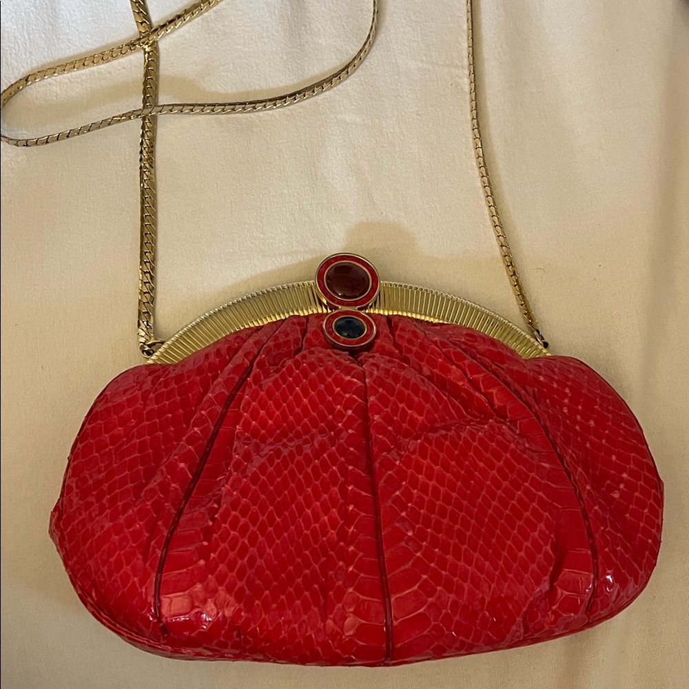 JUDITH LEIBER vintage red skin handbag